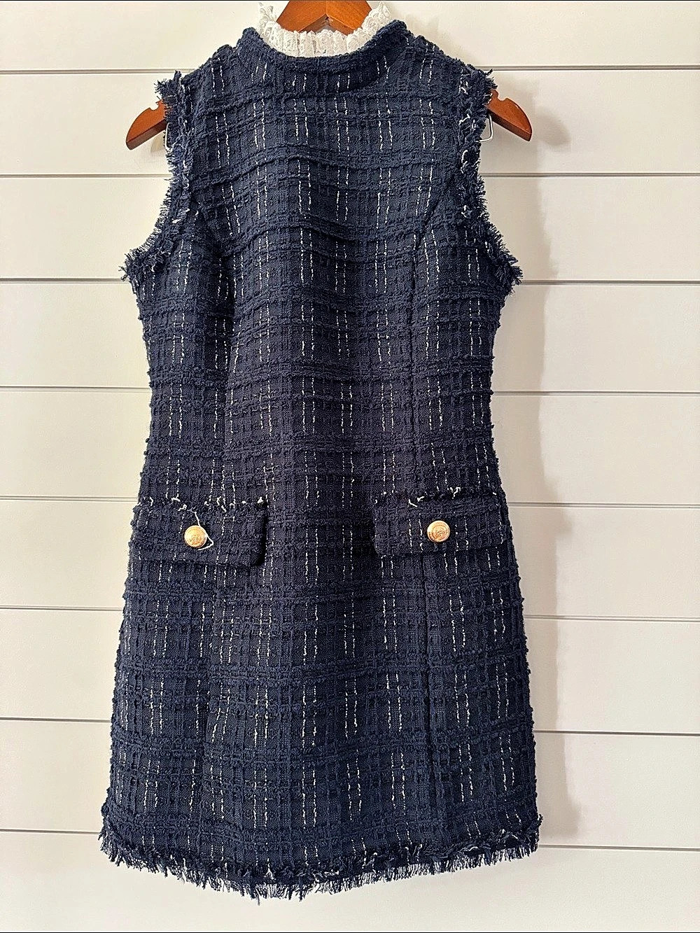 endless rose Tweed Mini Dress in Blue Size Small